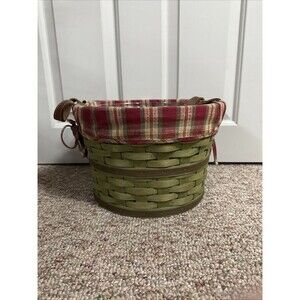 Longaberger 2005 Hostess Only Sage Green Medium Bushel Basket W/ Leather Handles